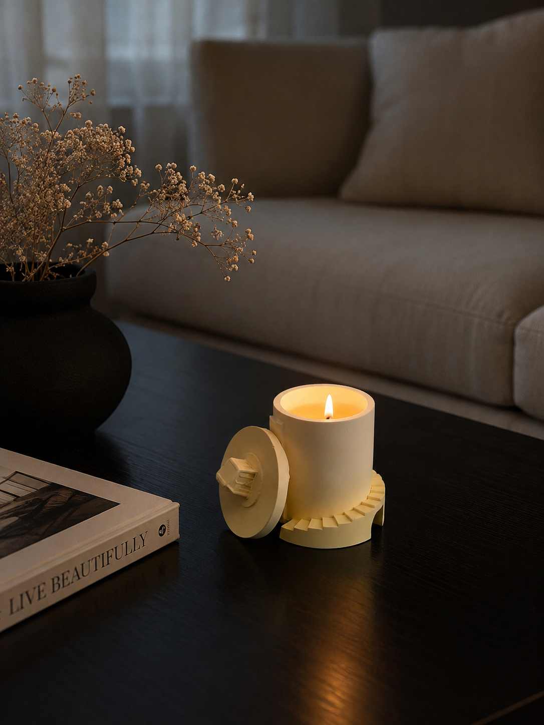 Sol Yellow Tower handmade candle