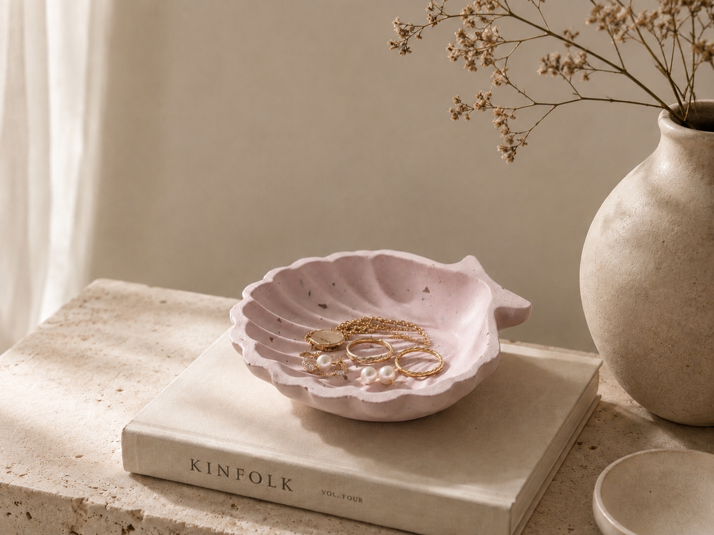 Shell Jewelry Dish — Blush handmade candle